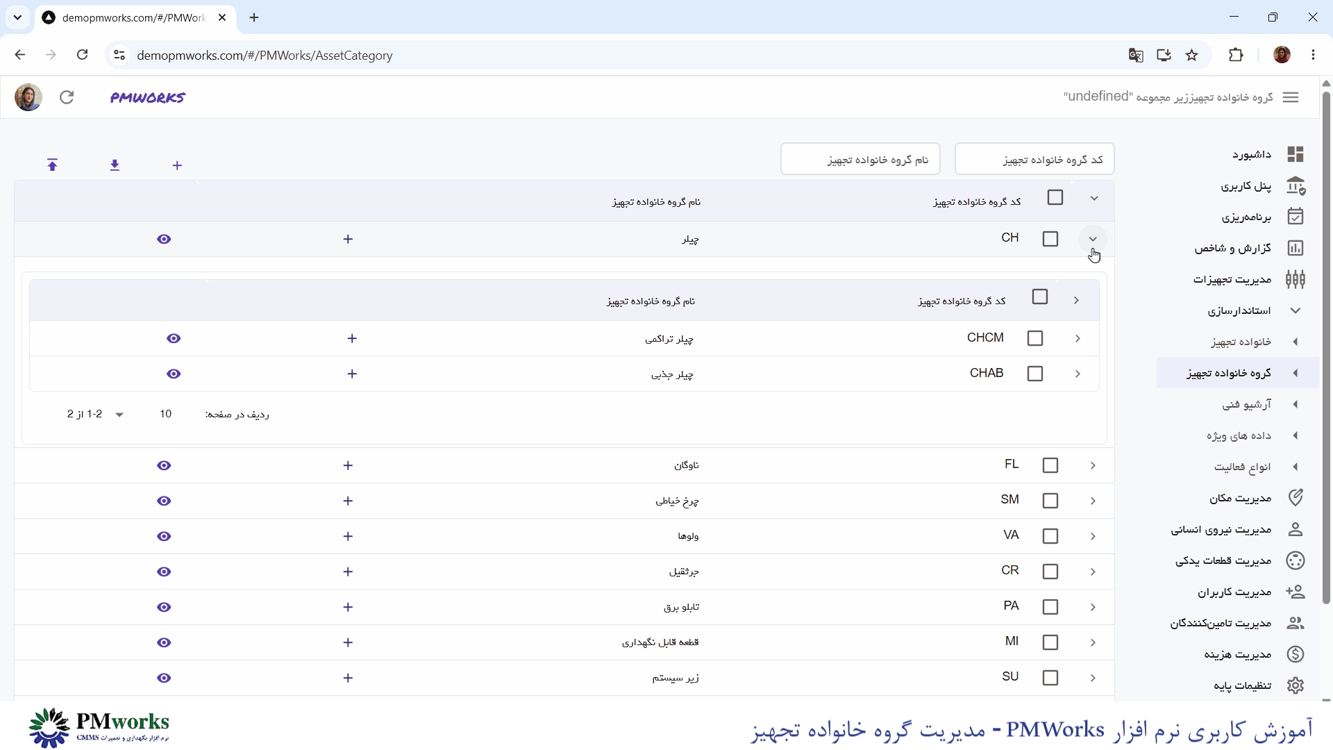 آموزش کاربری PMworks | استانداردسازی مدیریت خانواده تجهیزات 1 آموزش استانداردسازی: مدیریت گروه خانواده تجهیز در نرمافزار PMworks