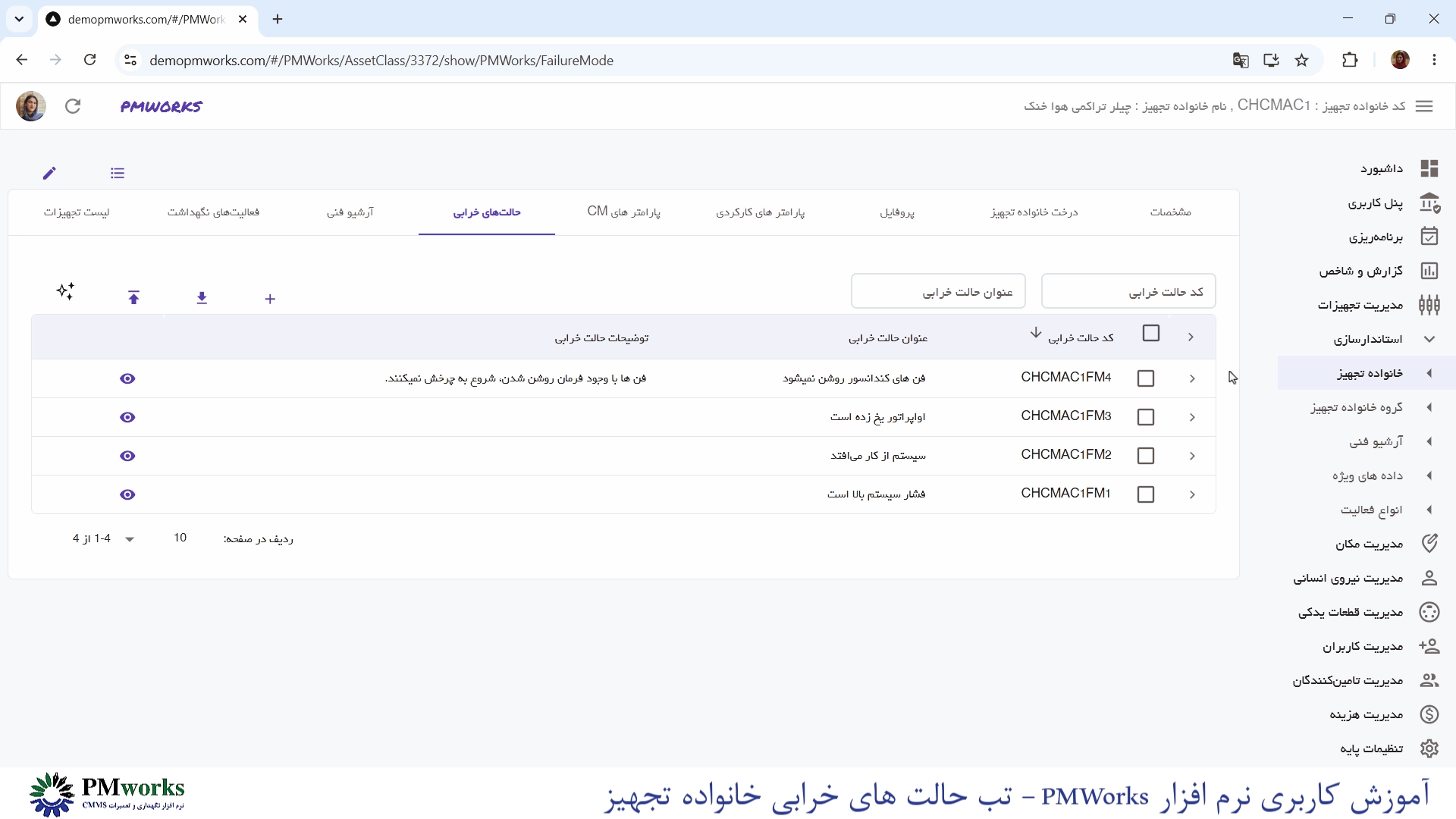 نرمافزار نگهداری و تعمیرات CMMS PMworks آموزش استانداردسازی: تعریف حالتهای خرابی خانواده تجهیز آموزش استانداردسازی: تعریف حالتهای خرابی خانواده تجهیز